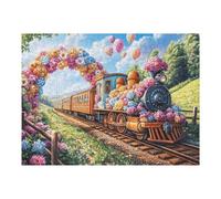 Puzzle De 500 Pièces pour Adultes Train Champ de Fleurs de Printemps 500 PCS 52×38cm Puzzle d'art Thérapie Idéal pour Santé Mentale Anti-Stress Régulation Émotionnelle Cadeau