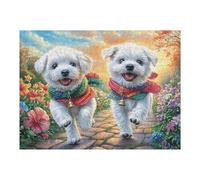 Puzzle De 500 Pièces pour Adultes West Highland White Terrier Chiots 52×38cm Idée Cadeau D'emménagement Décoration Murale Élégante pour Maison Nouvelle Cadeau