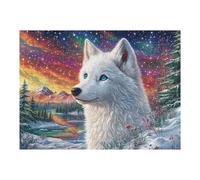 Puzzle De 500 Pièces pour Adultes White Loup Automne Forêt 52×38cm Niveau Expert pour Joueurs Avancés Amusement Stimulant Idéal pour Amateurs De Puzzle