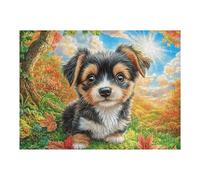 Puzzle De 500 Pièces pour Adultes Yorkshire Terrier Automne Ferme 52×38cm Niveau Difficulté Élevé pour Joueurs Avancés Idéal pour Entraînement Compétences Défiez-Vous