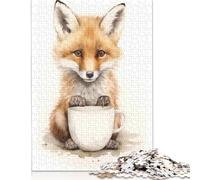 Puzzle de 500 pièces Renard avec Tasse de café Puzzles pour Adultes Puzzles en Bois Difficile à compléter mais Amusant et Humoristique 500 pièces (52x38cm)