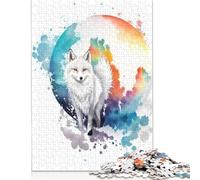 Puzzle de 500 pièces Renard des neiges Aquarelle, pour Adultes et Jeux éducatifs en Bois pour Enfants 500 pièces (52x38cm)