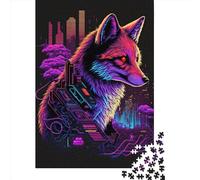 Puzzle de 500 pièces Renard Néon6 Puzzle carré créatif en Bois pour Adultes Cadeaux de Noël 500 pièces (52x38cm)