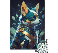 Puzzle de 500 pièces représentant Un Chien Corgi, Style réalisme Magique, en Bois, pour Adultes et Amateurs de Puzzles (52 x 38 cm).