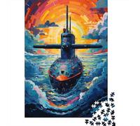 Puzzle de 500 pièces représentant Un Porte-Avions coloré, en Bois, Jeu éducatif pour Adultes (52 x 38 cm).