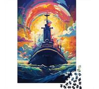 Puzzle de 500 pièces représentant Un Porte-Avions coloré, en Bois, pour Adultes. Puzzle Anti-Stress intéressant, pour la Famille et Les Amis. 500 pièces (52 x 38 cm).