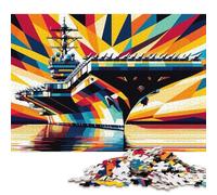 Puzzle de 500 pièces représentant Un Porte-Avions géant, Puzzle en Bois, pour Adultes, Cadeau de Noël ou d'anniversaire, 500 pièces (52 x 38 cm)