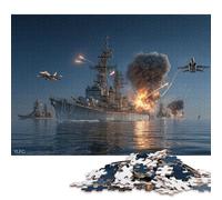 Puzzle de 500 pièces représentant Une scène de Combat Naval, en Bois, pour Adultes et Adolescents. Cadeau d'halloween. Décoration intérieure Unique. 500 pièces (52 x 38 cm).