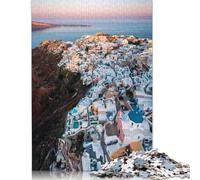 Puzzle de 500 pièces représentant Une Vue aérienne d'Oia, à Santorin. Jeu de Puzzle décoratif, Cadeau d'anniversaire, pour Adultes et Adolescents. 500 pièces (52 x 38 cm).