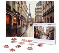 Puzzle de 500 pièces - Rue pluvieuse à Paris - Puzzle photo personnalisé pour adultes - Puzzle en bois classique pour famille, mariage, anniversaire, Saint-Valentin