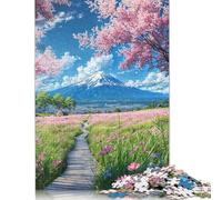 Puzzle de 500 pièces « Sentier des Fleurs du Mont Fuji » en Bois pour Adultes, Puzzle Anti-Stress intéressant, Cadeau pour la Famille et Les Amis, 500 pièces (52 x 38 cm)
