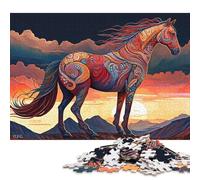 Puzzle de 500 pièces, série Horse Art, Style 1, Puzzle en Bois pour Adultes, décoration intérieure, 500 pièces (52 x 38 cm)