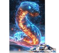 Puzzle de 500 pièces Serpent Cyberpunk Néon - Art Animal Numérique Brillant Futuriste pour Adolescents Adultes Jeu Éducatif Jouet Défi 500 pièces (52x3
