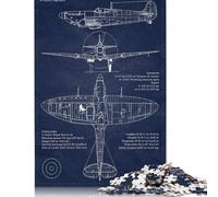 Puzzle de 500 pièces Spitfire MkVb Plan Puzzles en Bois Jouets éducatifs Cadeaux de Noël 500 pièces (52x38cm)