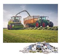 Puzzle de 500 pièces sur Le thème de l'ensilage d'herbe avec tracteurs Claas Jaguar et Fendt - Jeu éducatif en Bois pour Adultes et Enfants - 500 pièces (52 x 38 cm)