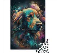 Puzzle de 500 pièces sur Le thème du Golden Retriever, Un Jeu éducatif en Bois pour Adultes et Toute la Famille (52 x 38 cm).