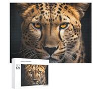 Puzzle de 520 pièces à photos personnalisées avec sac de rangement Motif guépard regardant l'avenir Puzzle photo stimulant pour hommes et femmes Décoration d'intérieur Puzzles en bois pour famille
