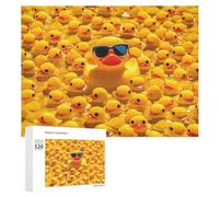 Puzzle de 520 pièces avec sac de rangement - Canard en caoutchouc jaune avec lunettes de soleil - Puzzle photo stimulant pour hommes et femmes - Décoration d'intérieur - Puzzles en bois pour famille