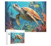 Puzzle de 520 pièces pour adultes - Dauphins cool - Tortue de mer - Récif corallien - Grand puzzle de décompression - Loisirs - Divertissement - Puzzle en bois - Relaxation - Jouets sensoriels