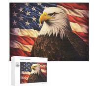 Puzzle de 520 pièces pour adultes - Drapeau cool et aigle - Grand puzzle de décompression - Loisirs - Divertissement - Puzzle en bois - Relaxation - Jouets sensoriels - Décoration de chambre pour