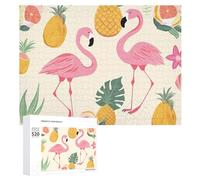 Puzzle de 520 pièces pour adultes - Flamants roses et ananas cool - Grand puzzle de décompression - Loisirs - Divertissement - Puzzle en bois - Relaxation - Jouets sensoriels - Décoration de chambre