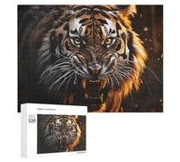 Puzzle de 520 pièces pour adultes - Tigre féroce et cool - Grand puzzle de décompression - Loisirs - Divertissement - Puzzle en bois - Relaxation - Jouets sensoriels - Décoration de chambre pour homme