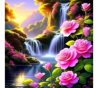 Puzzle de 60 pièces pour Adultes,Paysage de Fleurs en Cascade DIY Puzzles Divertissement Créatif,Puzzle Classiques,Cadeaux pour Art Mural(35 x 35 cm)