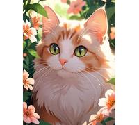 Puzzle de 60 pièces pour Adultes, Puzzle Adulte 60 Pieces coloré, Puzzles Difficile Impossible Activité Familiale Parfaite(Chat Fleur D’oranger)