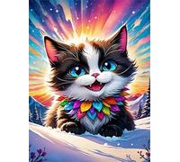 Puzzle de 60 pièces pour Adultes, Puzzle coloré de Qualité Supérieure, Puzzles Adulte pour Détente & Défi, Bricolage Jeu D'activités Familiales, Thème:Neige de Chat d’Hiver
