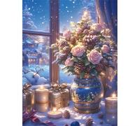 Puzzle de 60 pièces pour Adultes, Puzzle coloré de Qualité Supérieure, Puzzles Adulte pour Détente & Défi, Bricolage Jeu D'activités Familiales, Thème:Bougie d’Hiver Fleur