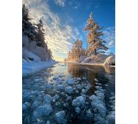 Puzzle de 60 pièces pour Adultes, Puzzle coloré de Qualité Supérieure, Puzzles Adulte pour Détente & Défi, Bricolage Jeu D'activités Familiales, Thème:Lac de Flocons de Neige d’Hiver