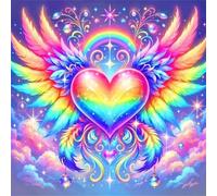 Puzzle de 70 pièces pour Adultes,Ailes de cœur Arc-en-Ciel DIY Puzzles Divertissement Créatif,Puzzle Classiques,Cadeaux pour Art Mural(16 x 16 cm)