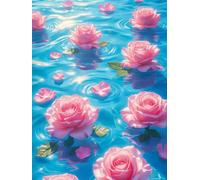 Puzzle de 70 Pièces pour Adultes, Puzzle Adulte 70 Pieces Coloré, Puzzles Difficile Impossible Activité Familiale Parfaite(Étang de Roses Roses)