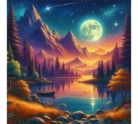 Puzzle de 80 pièces pour Adultes,Lac Moon Mountain DIY Puzzles Divertissement Créatif,Puzzle Classiques,Cadeaux pour Art Mural(28 x 28 cm)