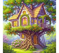 Puzzle de 80 pièces pour Adultes,Maison de l'arbre fruitier DIY Puzzles Divertissement Créatif,Puzzle Classiques,Cadeaux pour Art Mural(28 x 28 cm)