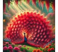 Puzzle de 80 pièces pour Adultes,Paon Rouge DIY Puzzles Divertissement Créatif,Puzzle Classiques,Cadeaux pour Art Mural(28 x 28 cm)