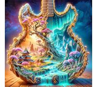 Puzzle de 80 pièces pour Adultes,Paysage de Guitare Fantastique DIY Puzzles Divertissement Créatif,Puzzle Classiques,Cadeaux pour Art Mural(28 x 28 cm)