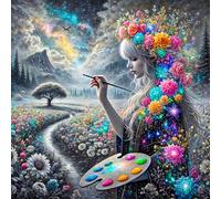 Puzzle de 80 pièces pour Adultes,Paysage de la Fille aux Fleurs DIY Puzzles Divertissement Créatif,Puzzle Classiques,Cadeaux pour Art Mural(28 x 28 cm)