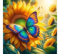 Puzzle de 80 pièces pour Adultes,Tournesol Papillon DIY Puzzles Divertissement Créatif,Puzzle Classiques,Cadeaux pour Art Mural(28 x 28 cm)