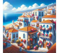 Puzzle de 80 pièces pour Adultes,Village balnéaire DIY Puzzles Divertissement Créatif,Puzzle Classiques,Cadeaux pour Art Mural(28 x 28 cm)