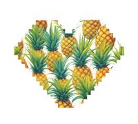 Puzzle de 82 pièces en forme de cœur en briques de construction 3D Décoration de bureau Exotique Tropical Ananas Imprimé