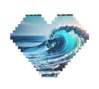Puzzle de 82 pièces en forme de cœur en forme de brique d'art 3D Décoration de bureau Imprimé océan mer vague