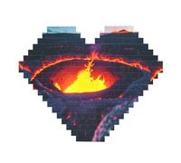 Puzzle de 82 pièces en forme de cœur en forme de brique d'art 3D pour décoration de bureau, impression volcan Kilauea