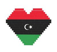 Puzzle de 82 pièces en forme de cœur en forme de brique de construction - Bloc d'art 3D - Décoration de bureau - Drapeau libyen