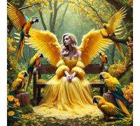 Puzzle de 90 pièces pour Adultes,Perroquets de la Femme Ange DIY Puzzles Divertissement Créatif,Puzzle Classiques,Cadeaux pour Art Mural(30 x 30 cm)