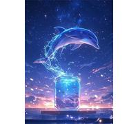 Puzzle de 90 pièces pour Adultes, Puzzle Adulte 90 Pieces coloré, Puzzles Difficile Impossible Activité Familiale Parfaite(Anime Dauphin Ciel)