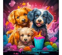 Puzzle de Aquarelle Chiens Animaux pour Adultes,300 pièces,35x35 cm Puzzle de Bricolage Artistique pour Décoration de la Maison, Jeu éducatif Challenge Toy Puzzles pour Adultes