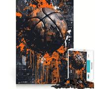 Puzzle de basket-ball avec 1000 pièces et éclaboussures de couleur orange - Favorise la pensée créative et est un excellent cadeau pour des heures de détente - Par exemple comme cadeau d'anniversaire