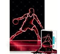 Puzzle de basket-ball de 1000 pièces aux couleurs fluo, découpe précise, amusant à penser, accélère le temps, est un superbe élément de décoration de Noël pour la maison (38 x 26 cm)