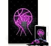 Puzzle de Basketball néon de 1000 pièces pour Adolescents Un Cadeau Festif aux Bords Nets Idéal pour se motiver Pendant l'entraînement (38x26cm)